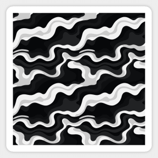 Monochrome Waves: Modern Abstract Ebb and Flow Sticker